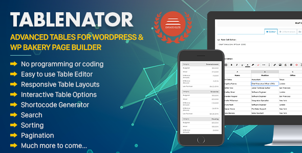 Tablenator v2.0.1 - Advanced Tables for WordPress