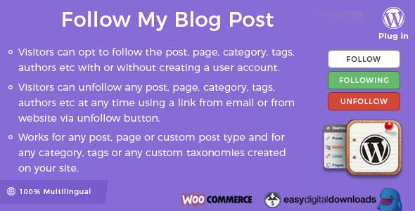 Follow My Blog Post WordPress Plugin v1.9.3