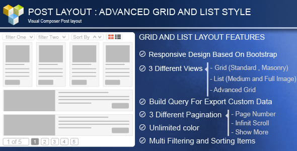 Advance Post Grid/List with custom filtering for Visual Composer v3.9