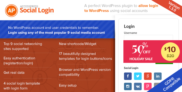 AccessPress Social Login v1.3.6 AccessPress Social Login v1.3.6