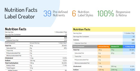 Nutrition Facts Label Creator v1.2.0 Nutrition Facts Label Creator v1.2.0