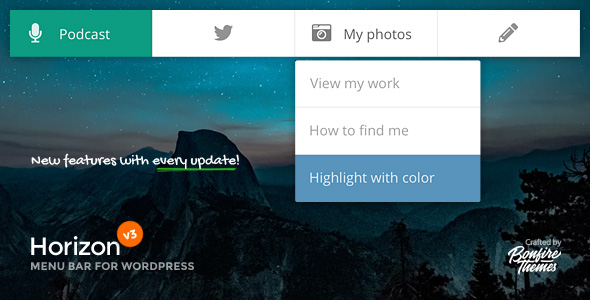Horizon v3.2 - Menu Bar Plugin for WordPress