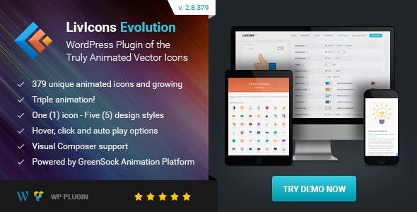 LivIcons Evolution for WordPress v2.8.379 - The Next Generation of the Truly Animated Vector Icons