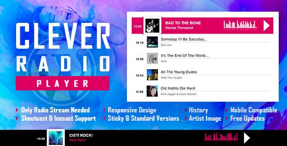 CLEVER v1.1 - HTML5 Radio Player With History - Shoutcast and Icecast - WordPress Plugin