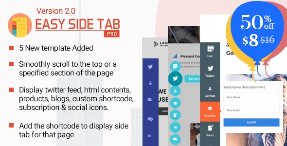 Easy Side Tab Pro v2.0.3 - Responsive Floating Tab Plugin For WordPress