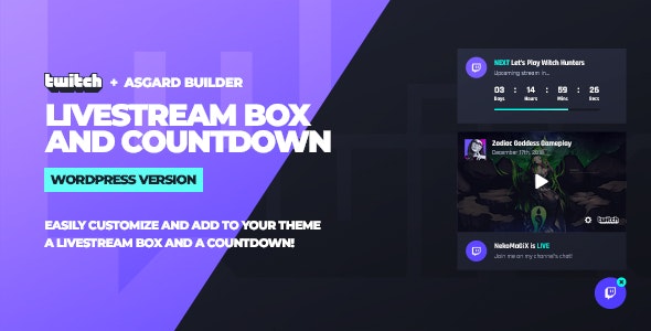 Twitch LiveStream Box and Countdown v1.0.0 - WordPress Plugin