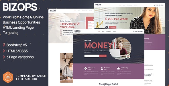 Bizops v1.0 - Online Business Opportunities HTML Landing Page Template