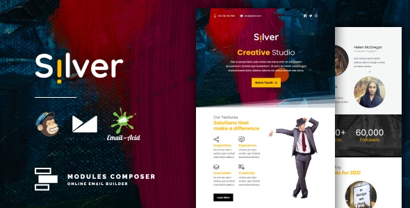 Silver v1.0 - Responsive Email for Agencies, Startups &amp; Creative Teams with Online Builder