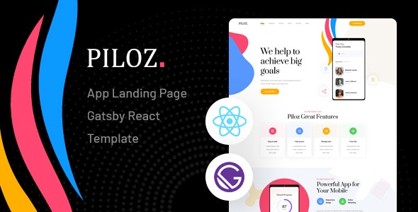Piloz v1.0 - Gatsby React App Landing Page Template