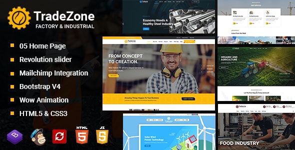 TradeZone v1.0 - Factory &amp; Industrial One Page HTML Template